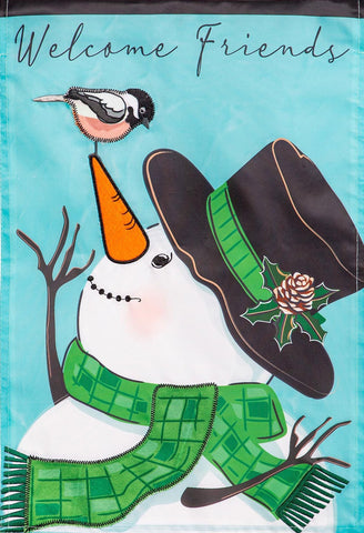 Snowman and Chickadee House Flag