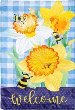 Daffodil and Bees House Flag