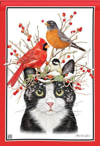 Winter Cat and Birds GF