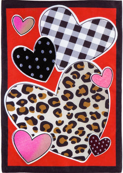 Patterned Hearts House Flag