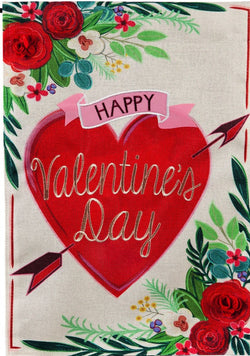 Valentine's Day Floral Burlap Flag