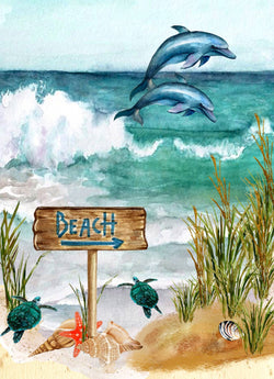 Beach Sign with Dolphins