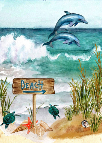 Beach Sign with Dolphins