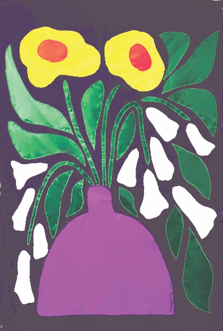 Vase with Flowers on Dark Blue