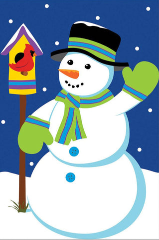 Snowman Appliqued House Flag