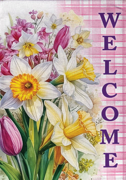 Blooming Buttercups Burlap House Flag