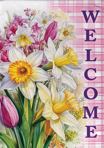 Blooming Buttercups Burlap House Flag