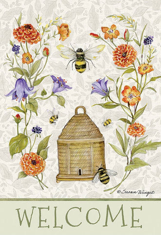 Bee Skep Flowers Elite House Flag