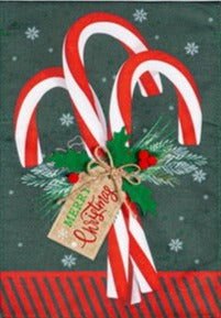 Candy Cane Burlap House Flag