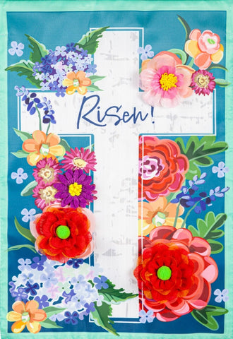 Floral Easter Cross Garden Flag