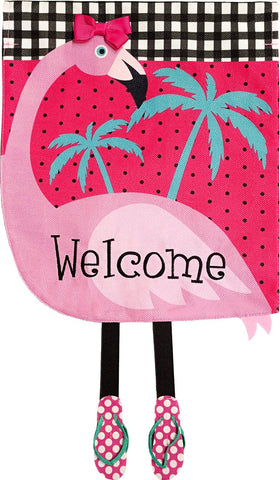 Fancy Flamingo Burlap Summer Garden Flag 18" x 12.5"