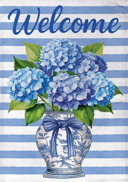 Hydrangea Vase Burlap House Flag