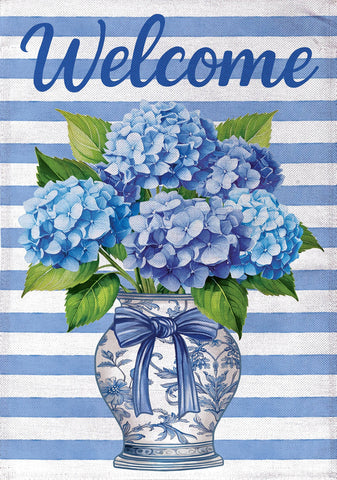 Hydrangea Vase Burlap House Flag