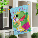 5 O' Clock Frog Applique House Flag