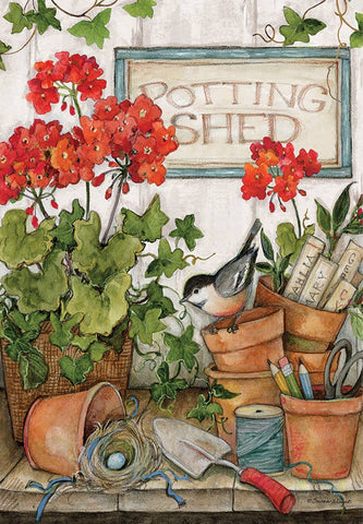 36 in. Elite Oversized House Flag - Geranium Potting Shed
