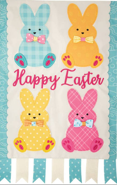"Easter Bunnies" Double Applique Garden Flag