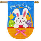 Basket Bunny Burlap House Flag
