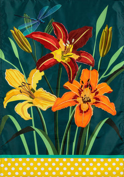 Daylilies Applique House Flag