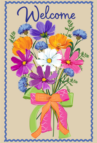 Wildflower Bouquet Applique Garden Flag