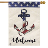 Amercian Anchor Burlap House Flag