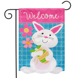 Bunny With Flowers Burlap Garden Flag
