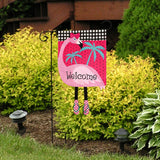 Fancy Flamingo Burlap Summer Garden Flag 18" x 12.5"