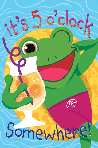 5 O' Clock Frog Applique House Flag