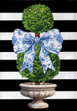 Topiary With Bow Burlap House Flag