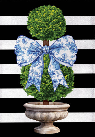 Topiary With Bow Burlap House Flag