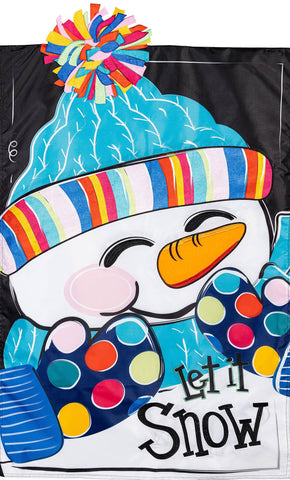 Let It Snow-Man Applique House Flag