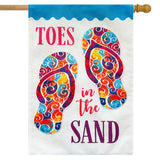 Toes In The Sand Burlap House Flag