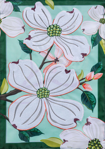 Dogwood Blossoms Applique Garden Flag