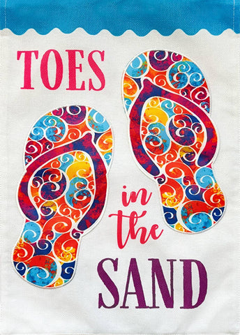 Toes In The Sand Burlap House Flag