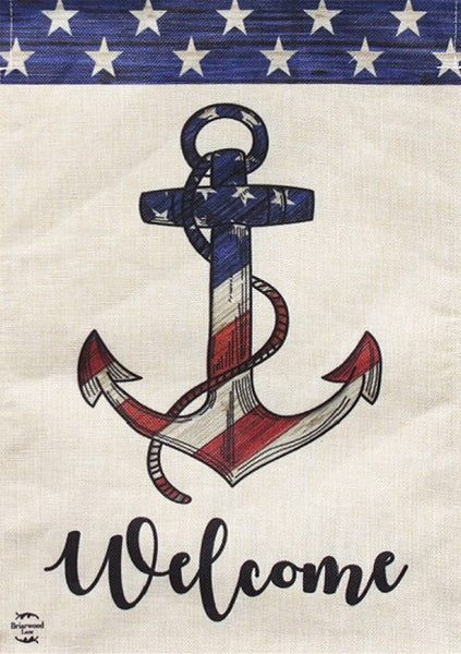 Amercian Anchor Burlap House Flag
