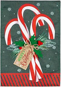 Candy Cane Burlap House Flag