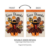 Give Thanks Patterned Turkey Applique Garden Flag