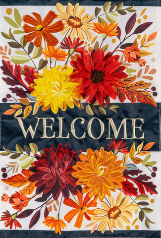 Fall Floral Applique House Flag