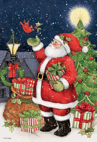 Santa w/Cardinal Elite House Flag