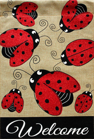 Ladybug Gathering Burlap GF