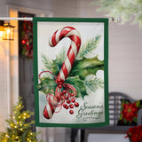 Season's Greetings Candy Cane Burlap HF