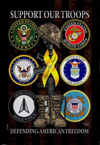 United We Support Armed Forces Military Service Ribbon Garden Flag