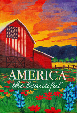 America The Beautiful Burlap Garden Flag