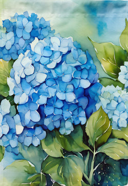 Hydrangeas Blue in Watercolor