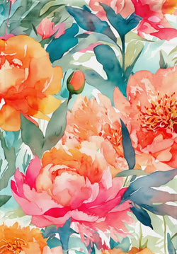 Peonies in Watercolor House Flag