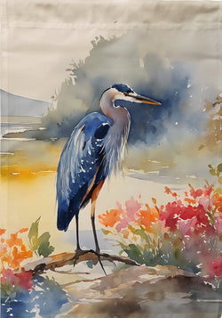 Blue Heron with Flowers