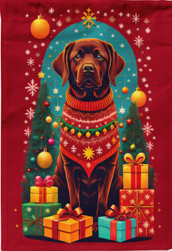 Chocolate Lab Christmas Flag