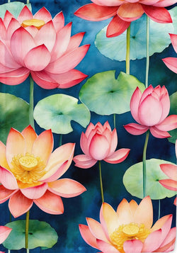 Lotus Flowers House Flag