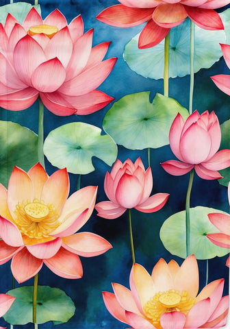Lotus Flowers House Flag