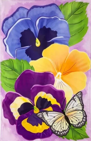 Pansy and Butterfly House Flag