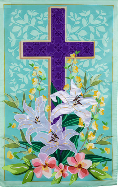 Easter Cross Applique House Flag